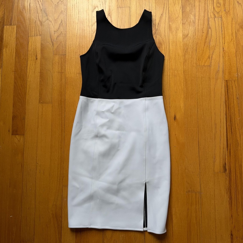 Polo‎ Ralph Lauren Dress 6 Black White Colorblock Cutout Bodycon Knee Sheath